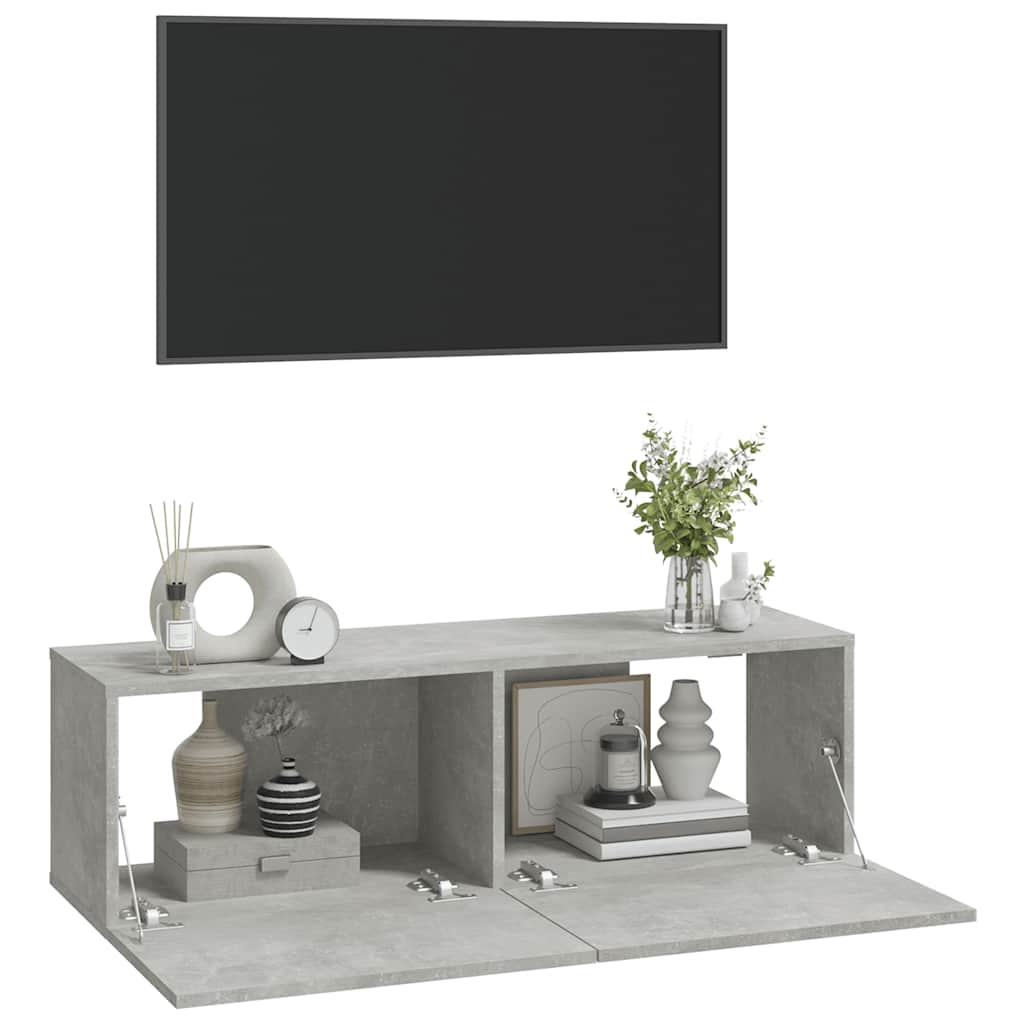 vidaXL Meubles TV muraux 2 pcs Gris béton 100x30x30 cm Bois d'ingénierie