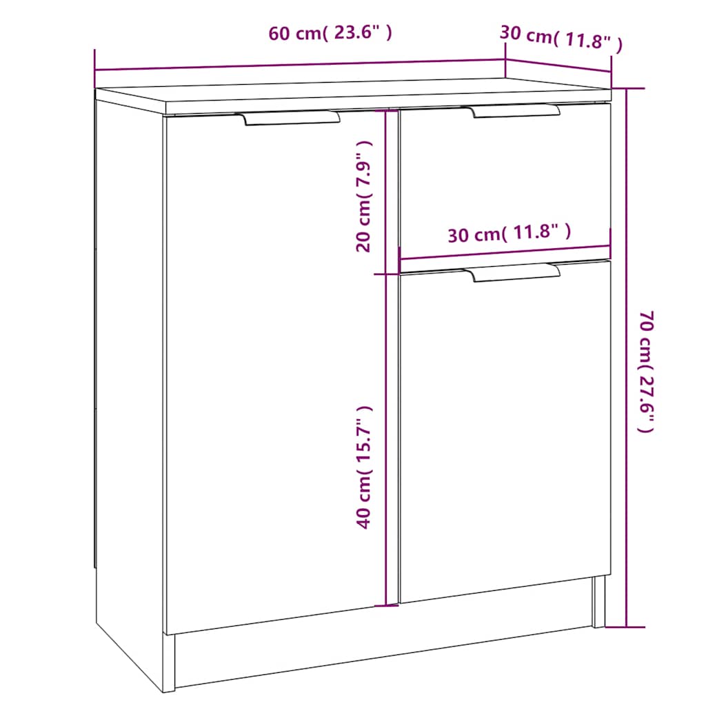 vidaXL Sideboard Weiß 60x30x70 cm Holzwerkstoff