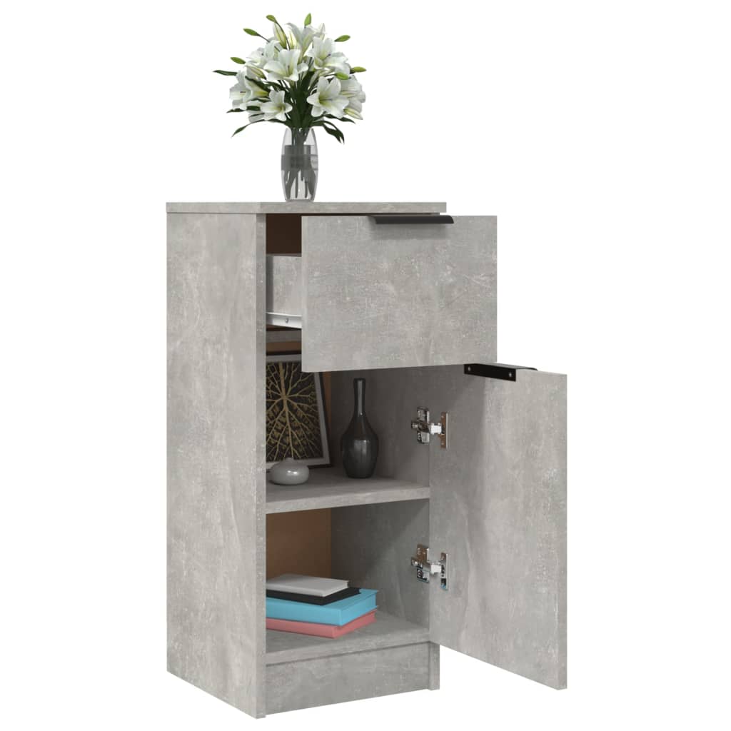 vidaXL Buffets 2 pcs Gris béton 30x30x70 cm Bois d'ingénierie