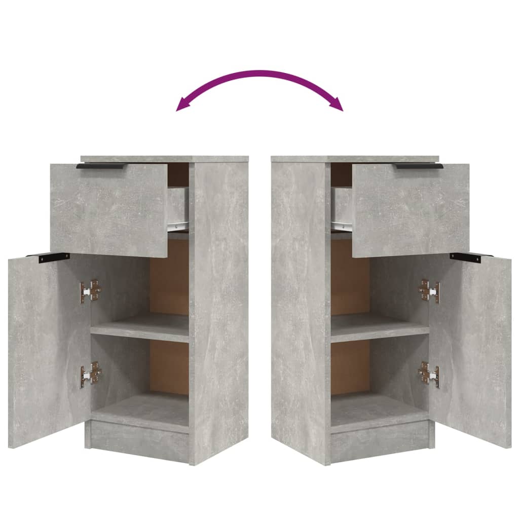 vidaXL Buffets 2 pcs Gris béton 30x30x70 cm Bois d'ingénierie