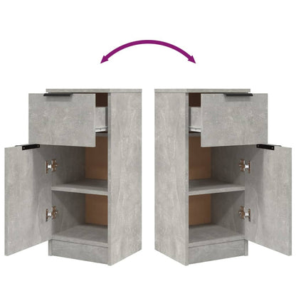 vidaXL Buffets 2 pcs Gris béton 30x30x70 cm Bois d'ingénierie
