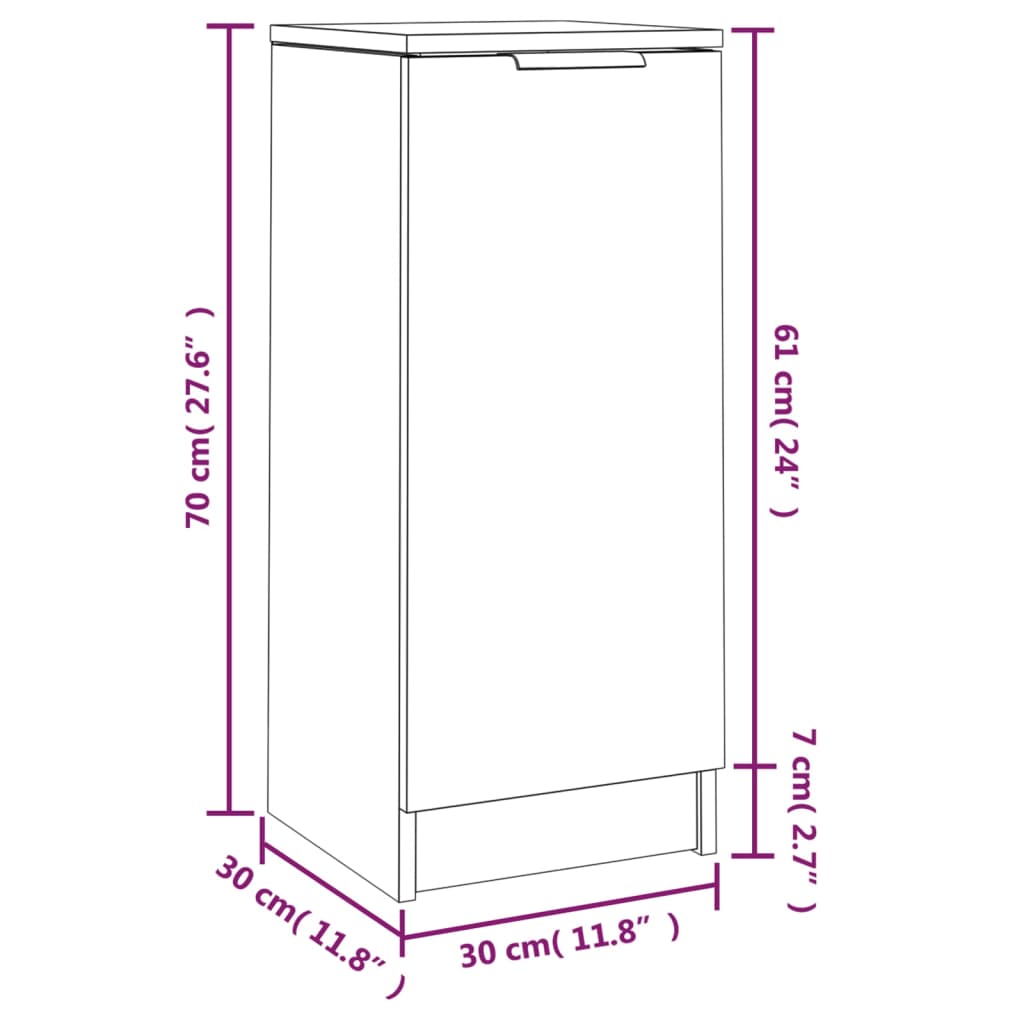 vidaXL Buffet chêne Sonoma 30x30x70 cm bois d'ingénierie