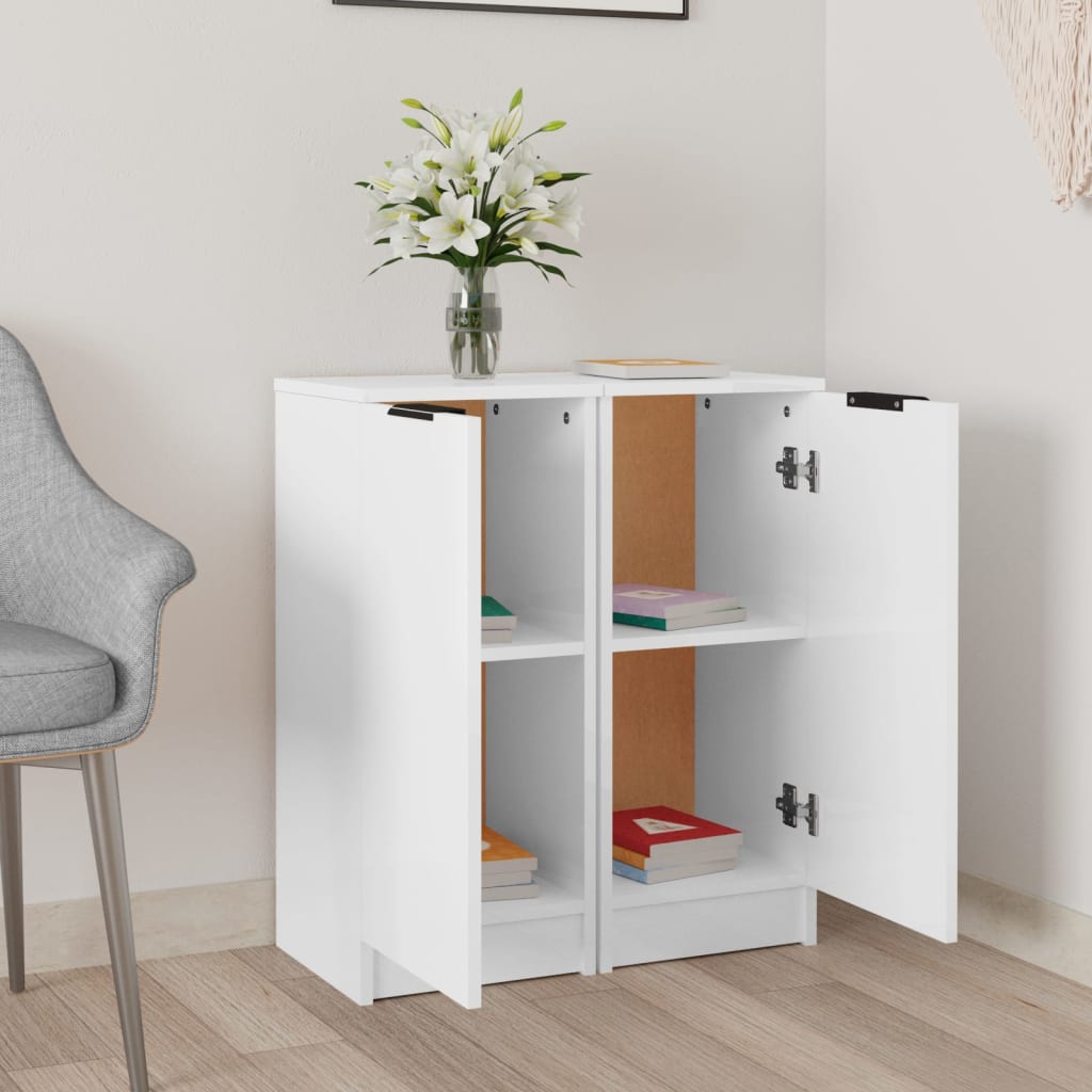 vidaXL Sideboards 2 Stk. Hochglanz-Weiß 30x30x70 cm Holzwerkstoff