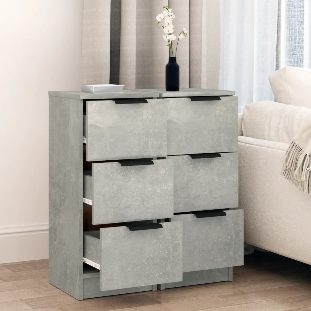 vidaXL Sideboards 2 Stk. Betongrau 30x30x70 cm Holzwerkstoff