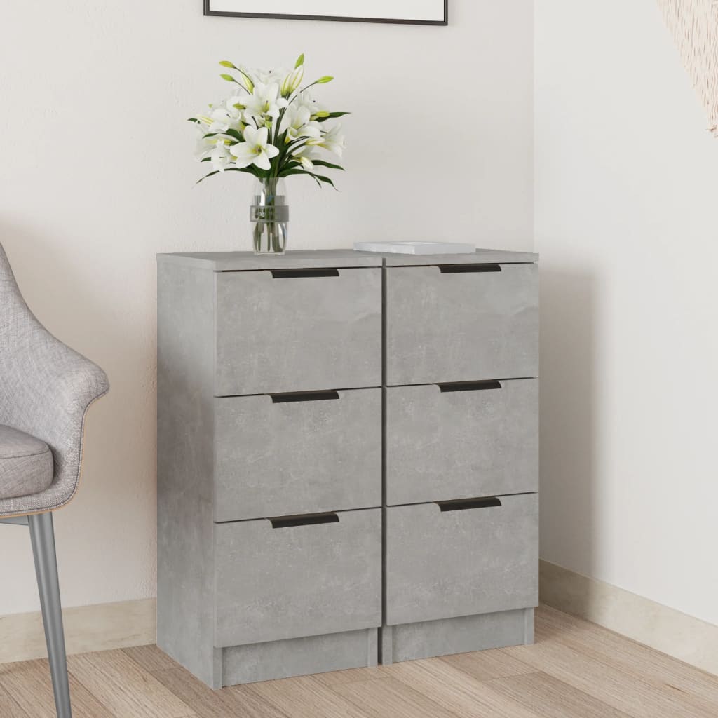 vidaXL Sideboards 2 Stk. Betongrau 30x30x70 cm Holzwerkstoff
