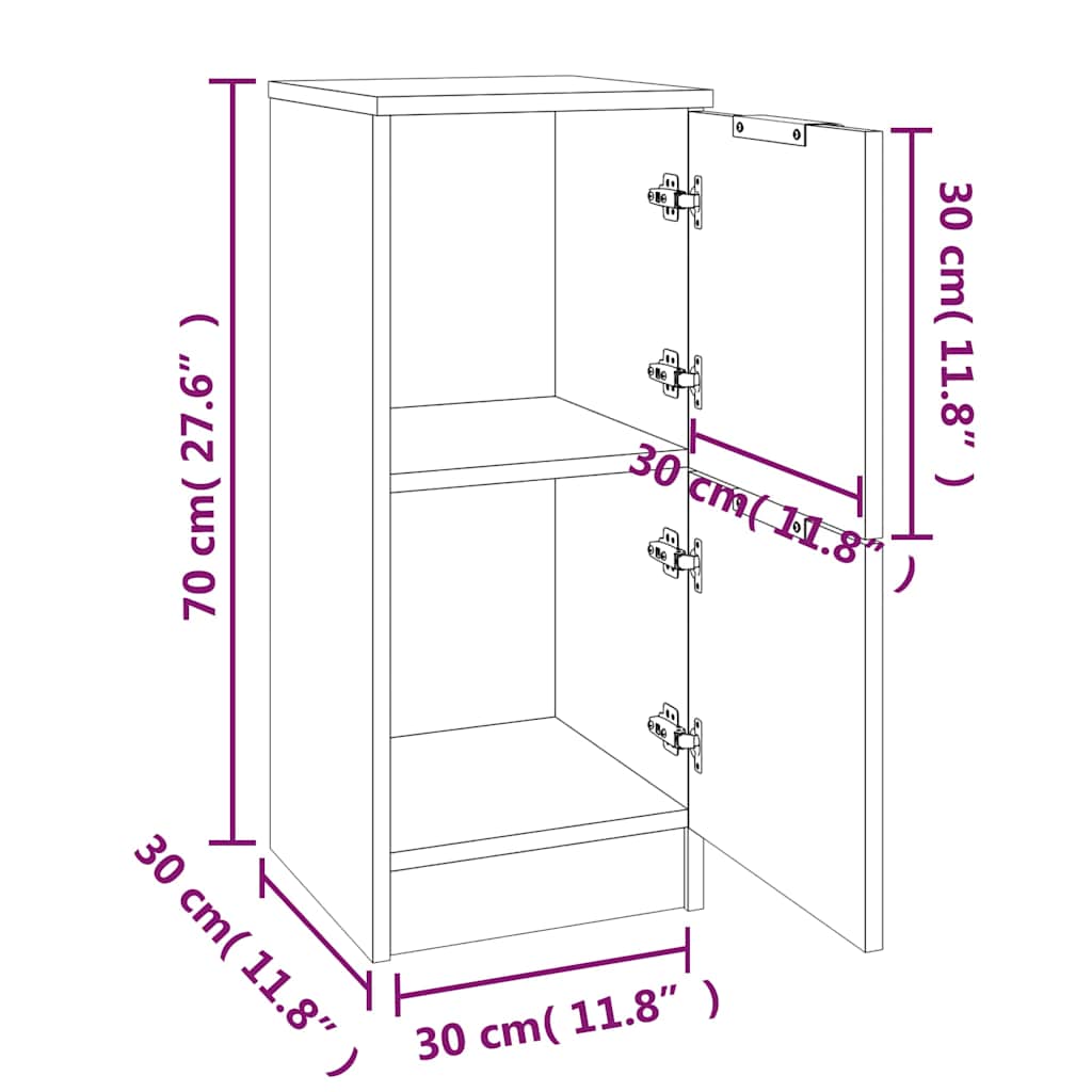 vidaXL Buffet blanc 30x30x70 cm Bois d'ingénierie
