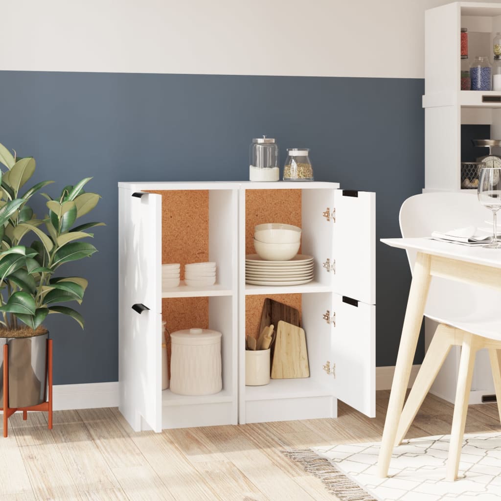 vidaXL Buffets 2 pcs Blanc 30x30x70 cm Bois d'ingénierie