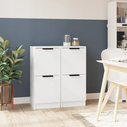 vidaXL Buffets 2 pcs Blanc 30x30x70 cm Bois d'ingénierie
