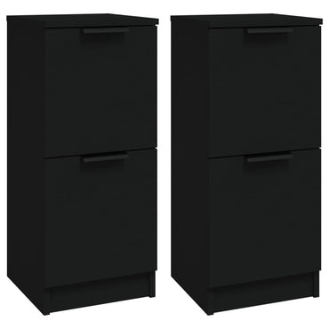 vidaXL Commodes 2 pcs Noir 30x30x70 cm Bois d'ingénierie