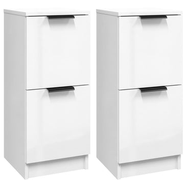 vidaXL Buffets 2 pcs blanc brillant 30x30x70 cm aggloméré