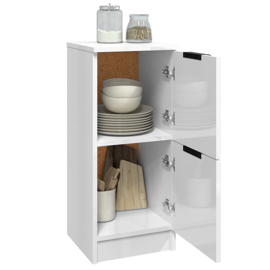 vidaXL Buffets 2 pcs blanc brillant 30x30x70 cm aggloméré