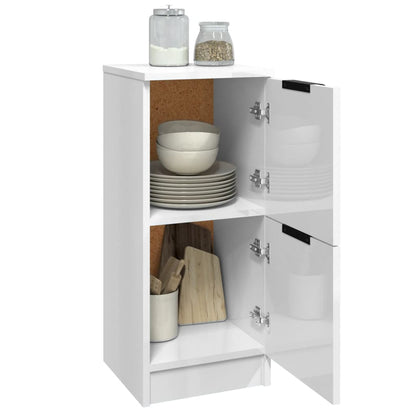 vidaXL Buffets 2 pcs blanc brillant 30x30x70 cm aggloméré