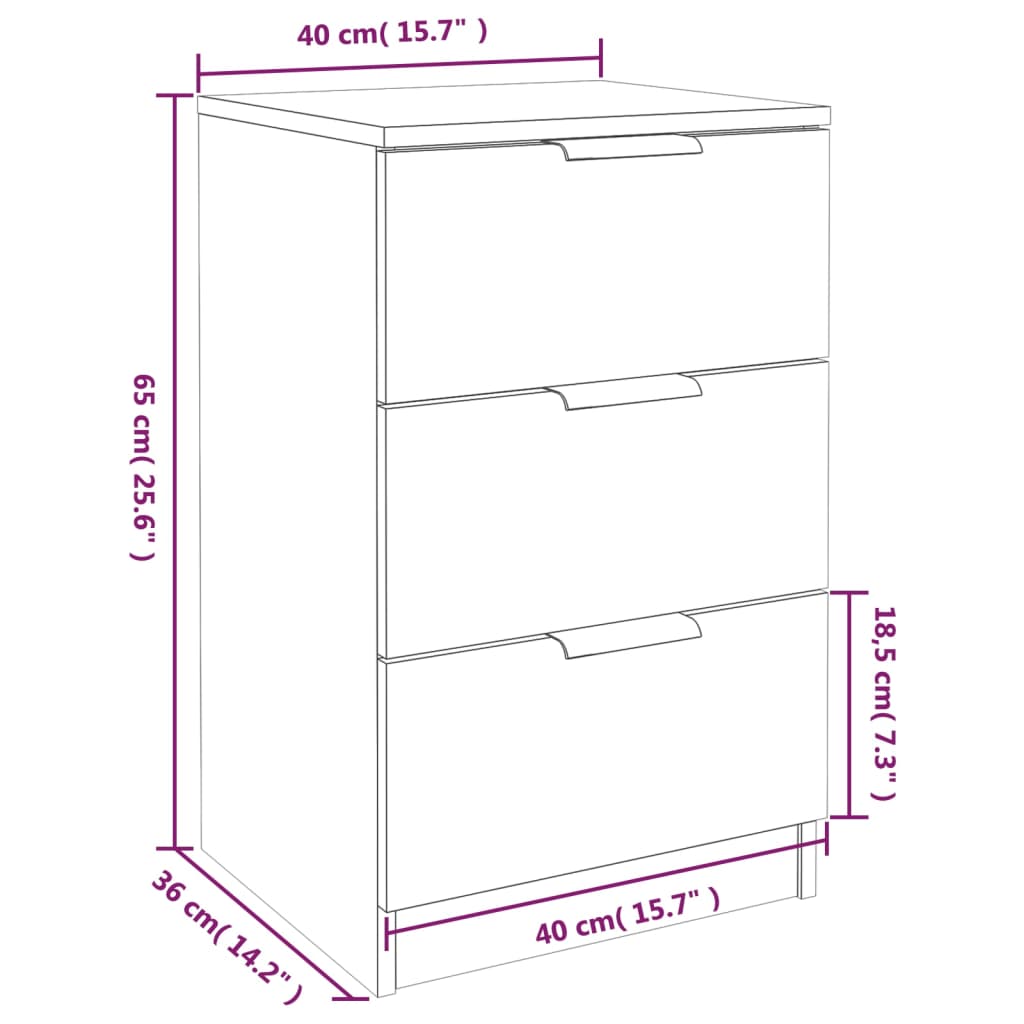 vidaXL Nachttisch Sonoma-Eiche 40x36x65 cm