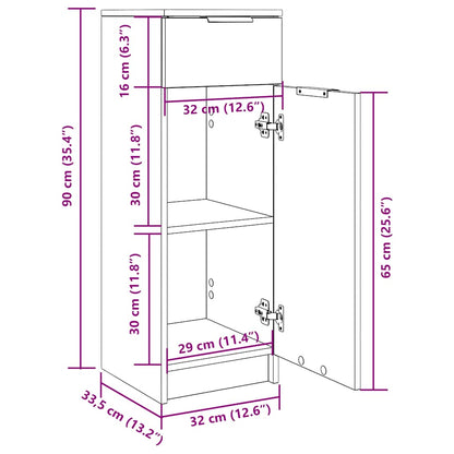 vidaXL Badschrank Betongrau 32x34x90 cm Holzwerkstoff