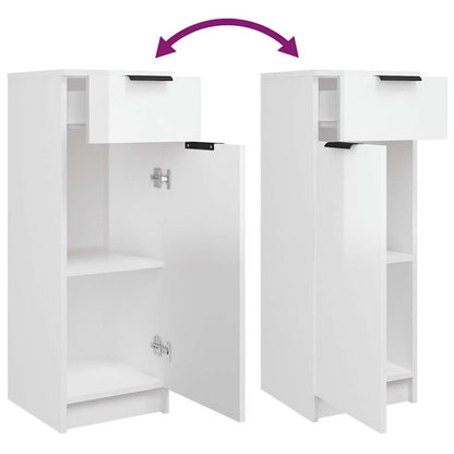 vidaXL Badschrank Hochglanz-Weiß 32x33,5x90 cm Holzwerkstoff