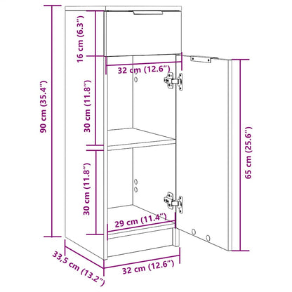 vidaXL Badschrank Hochglanz-Weiß 32x33,5x90 cm Holzwerkstoff