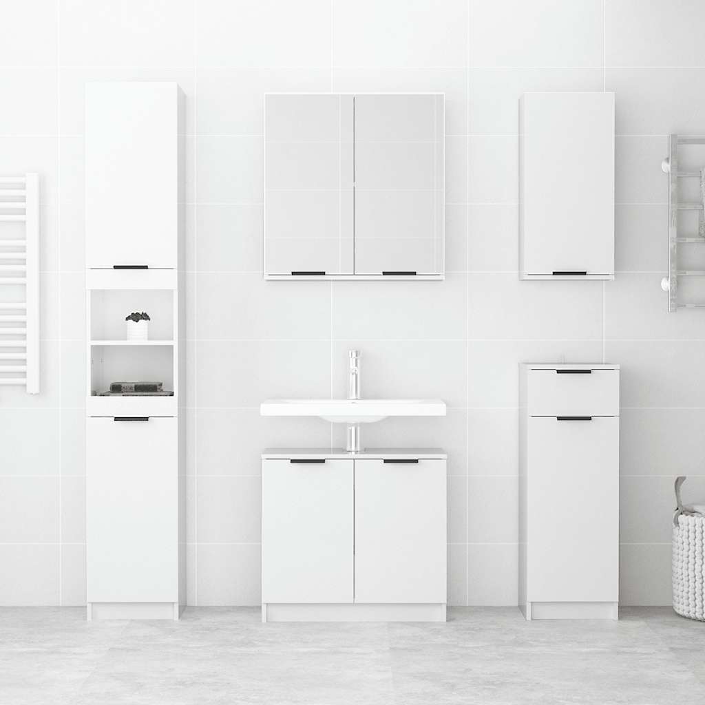 vidaXL Badschrank Hochglanz-Weiß 32x34x188,5 cm Holzwerkstoff