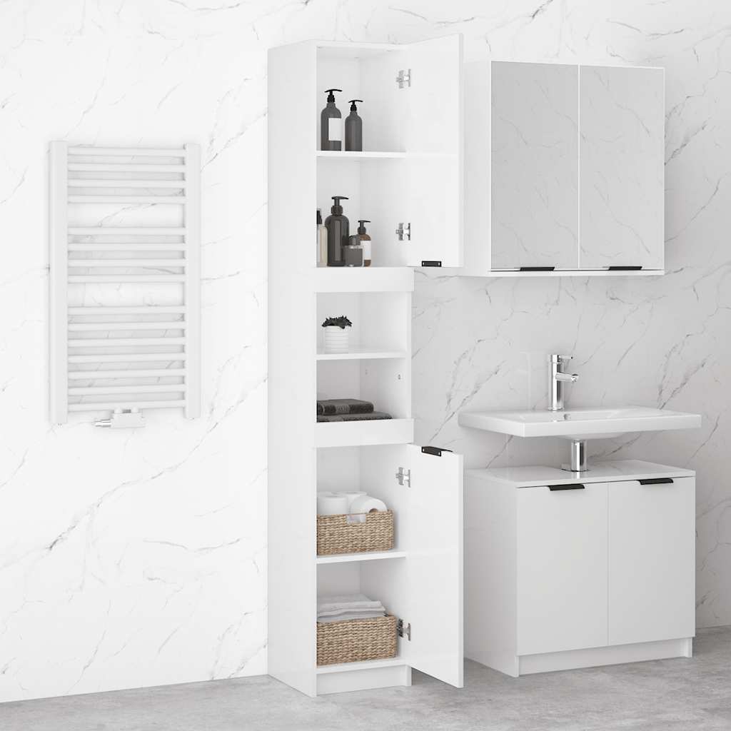 vidaXL Badschrank Hochglanz-Weiß 32x34x188,5 cm Holzwerkstoff
