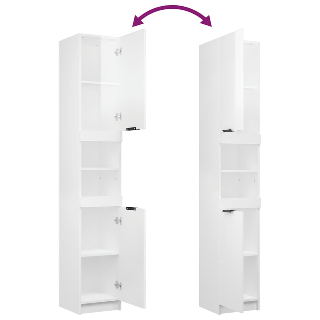 vidaXL Badschrank Hochglanz-Weiß 32x34x188,5 cm Holzwerkstoff