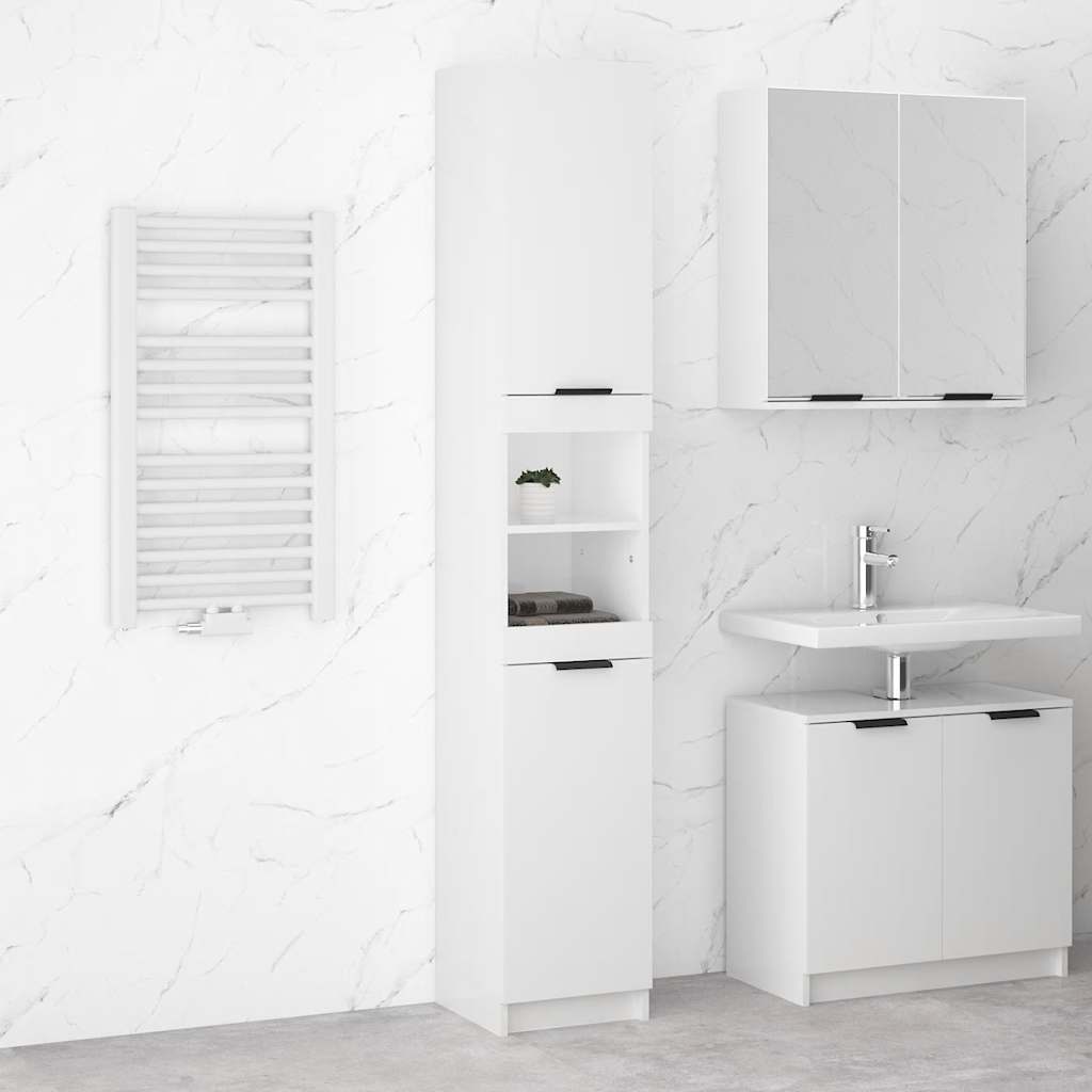 vidaXL Badschrank Hochglanz-Weiß 32x34x188,5 cm Holzwerkstoff