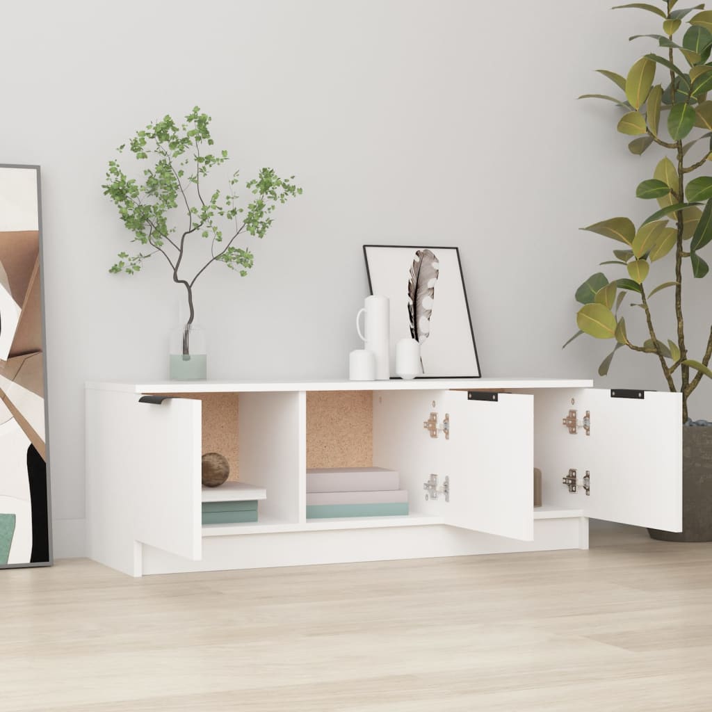 vidaXL Meuble TV Blanc 102x35x36,5 cm Bois d'ingénierie