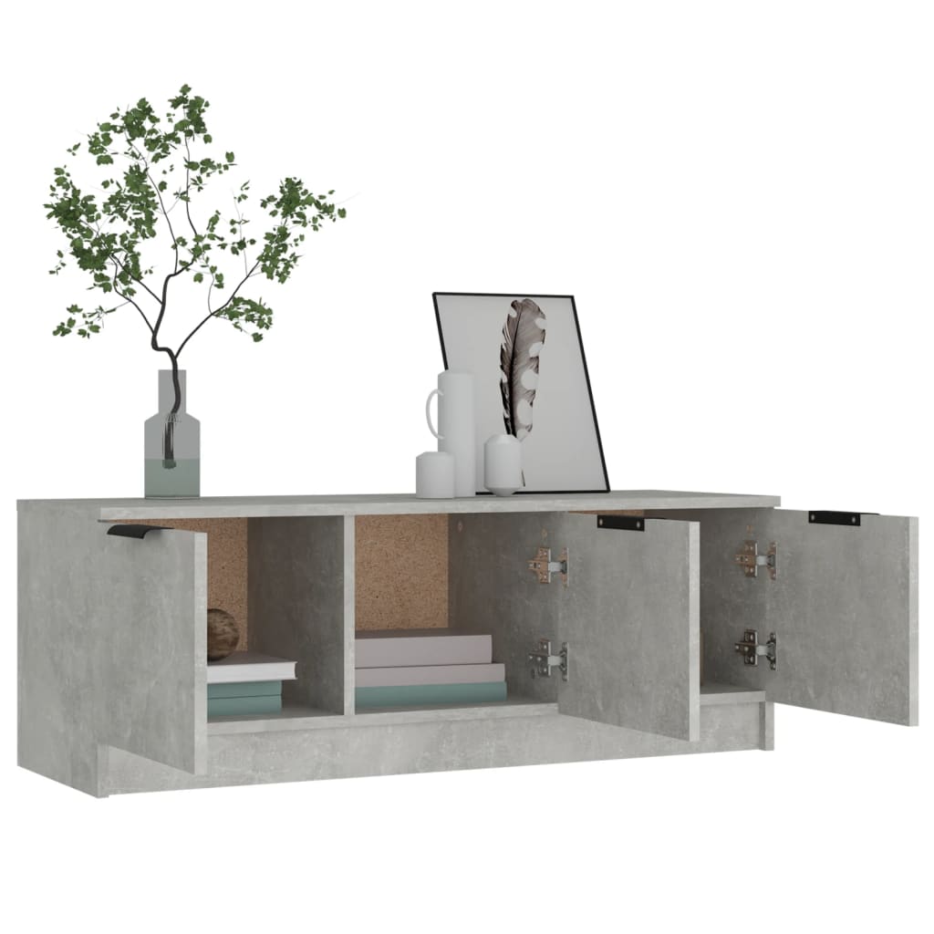 vidaXL Meuble TV gris béton 102x35x36,5 cm bois d'ingénierie