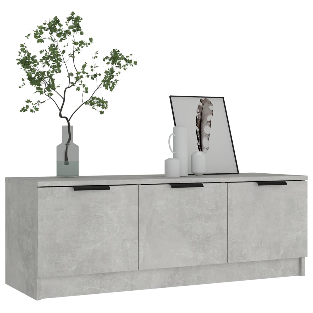 vidaXL Meuble TV gris béton 102x35x36,5 cm bois d'ingénierie