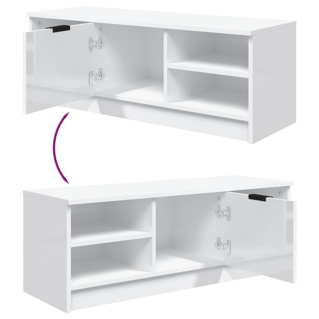 vidaXL TV-Schrank Hochglanz-Weiß 102x35,5x36,5 cm Holzwerkstoff