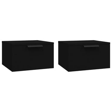 vidaXL Tables de chevet murales 2 pcs Noir 34x30x20 cm