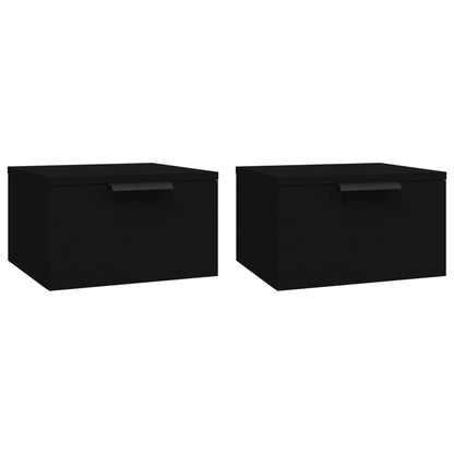 vidaXL Tables de chevet murales 2 pcs Noir 34x30x20 cm