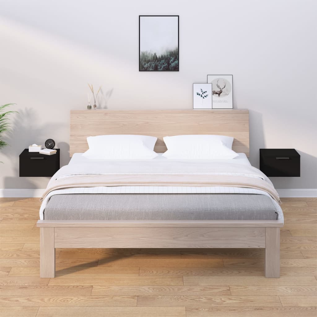 vidaXL Tables de chevet murales 2 pcs Noir 34x30x20 cm