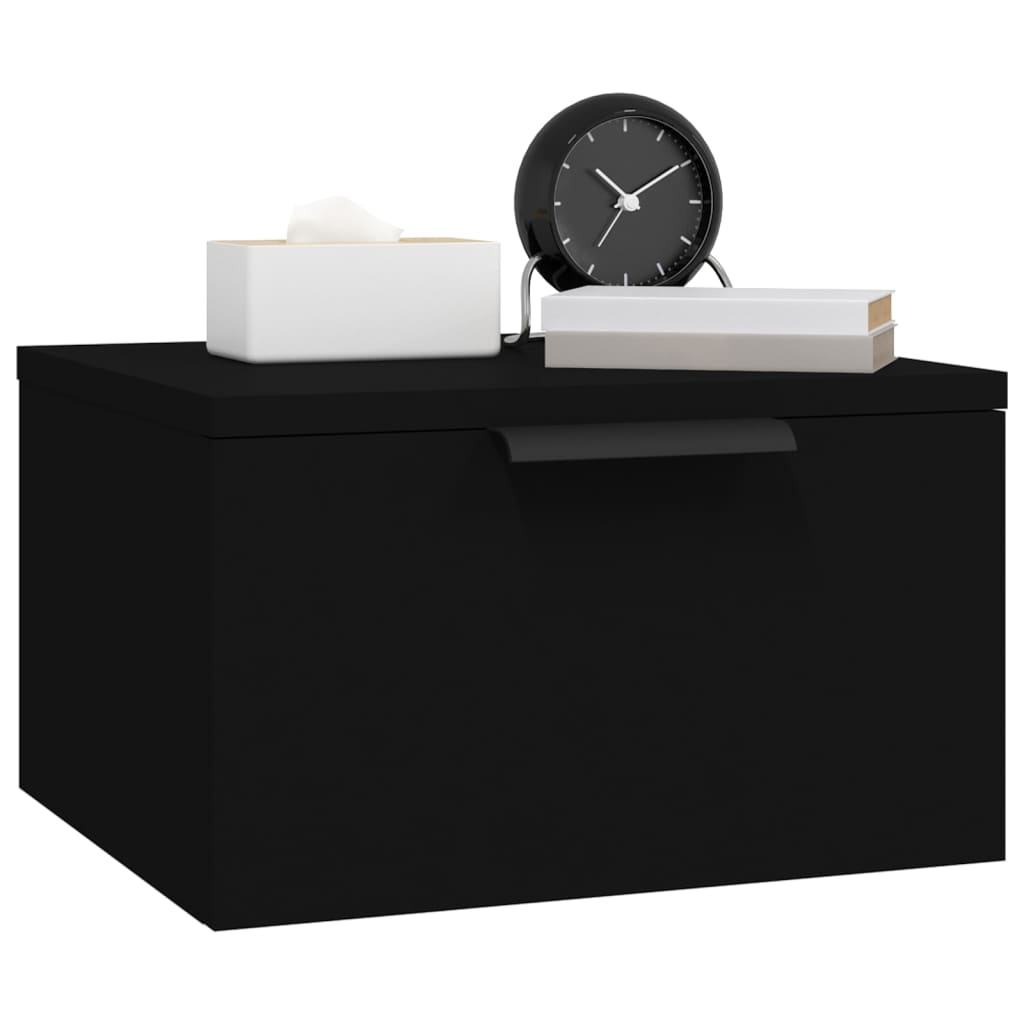 vidaXL Tables de chevet murales 2 pcs Noir 34x30x20 cm