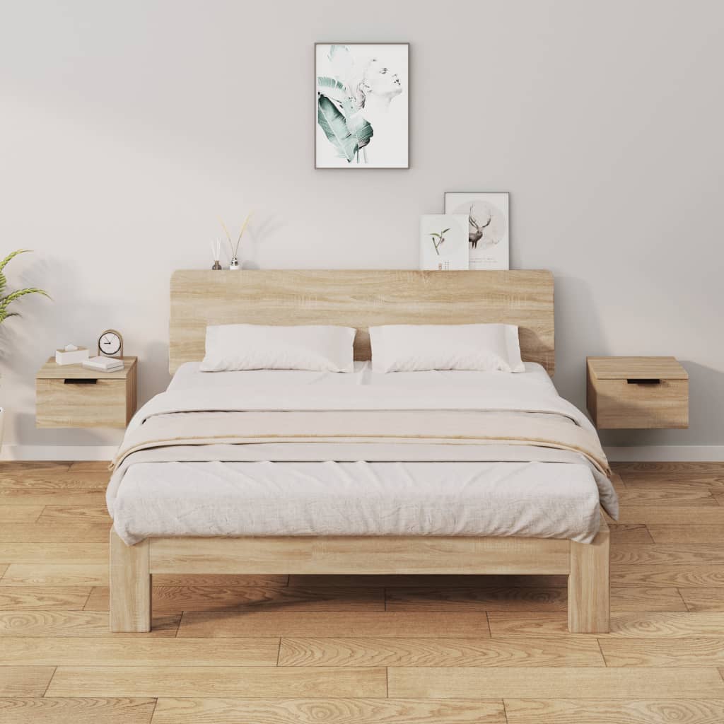 vidaXL Wand-Nachttische 2 Stk. Sonoma-Eiche 34x30x20 cm