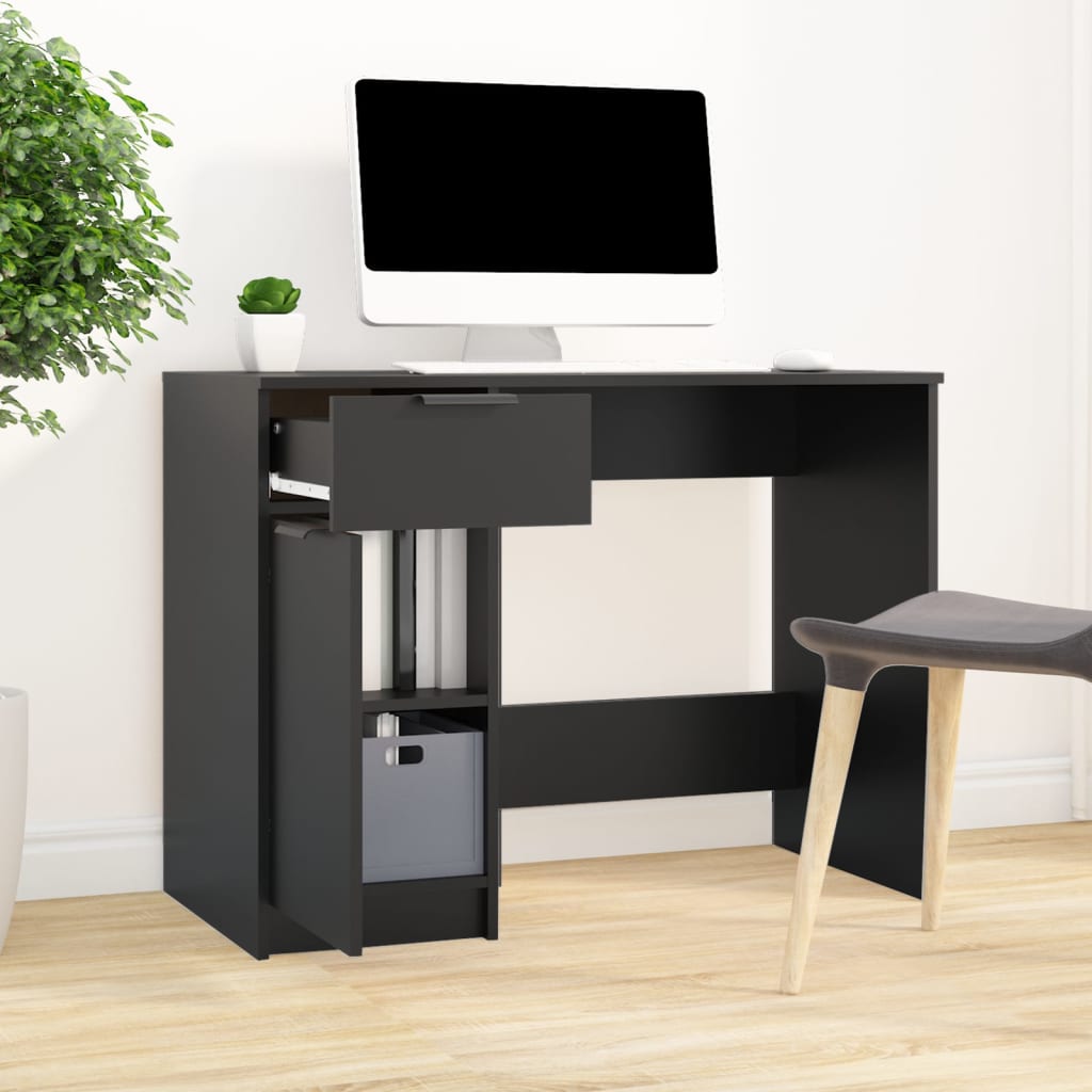 vidaXL Bureau noir 100x50x75 cm Bois d'ingénierie
