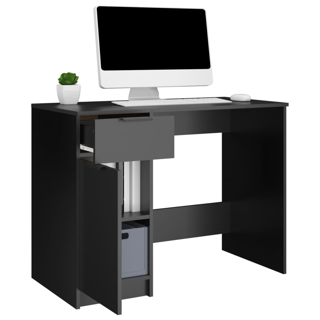 vidaXL Bureau noir 100x50x75 cm Bois d'ingénierie