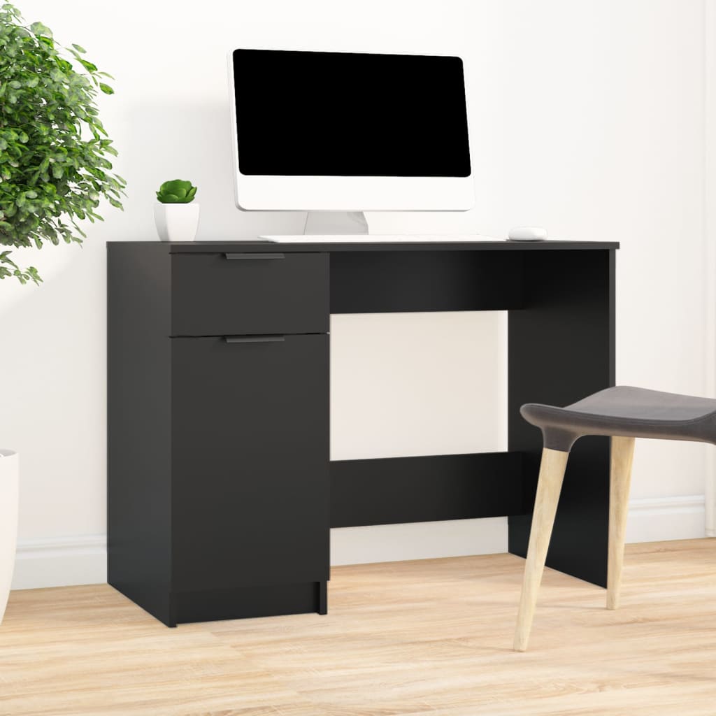 vidaXL Bureau noir 100x50x75 cm Bois d'ingénierie