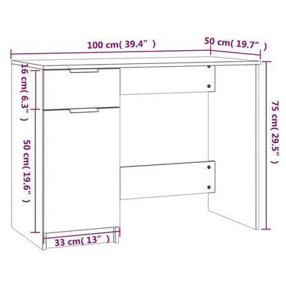 vidaXL Schreibtisch Hochglanz-Weiß 100x50x75 cm Holzwerkstoff