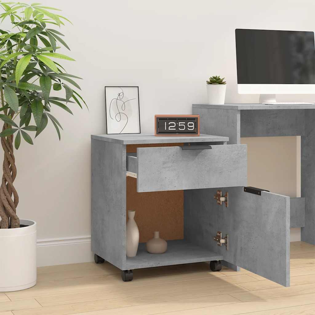vidaXL Mobiler Aktenschrank mit Rollen Betongrau 45x38x54 cm