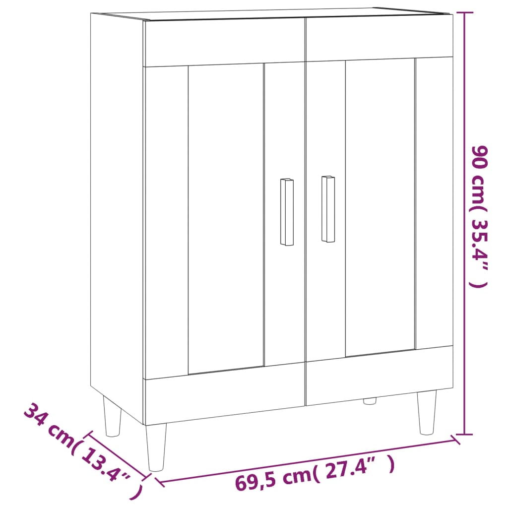 vidaXL Buffet blanc 69,5x34x90 cm en bois d'ingénierie