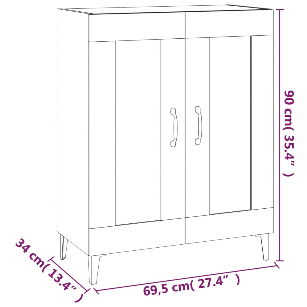 vidaXL Buffet blanc 69,5x34x90 cm en bois d'ingénierie