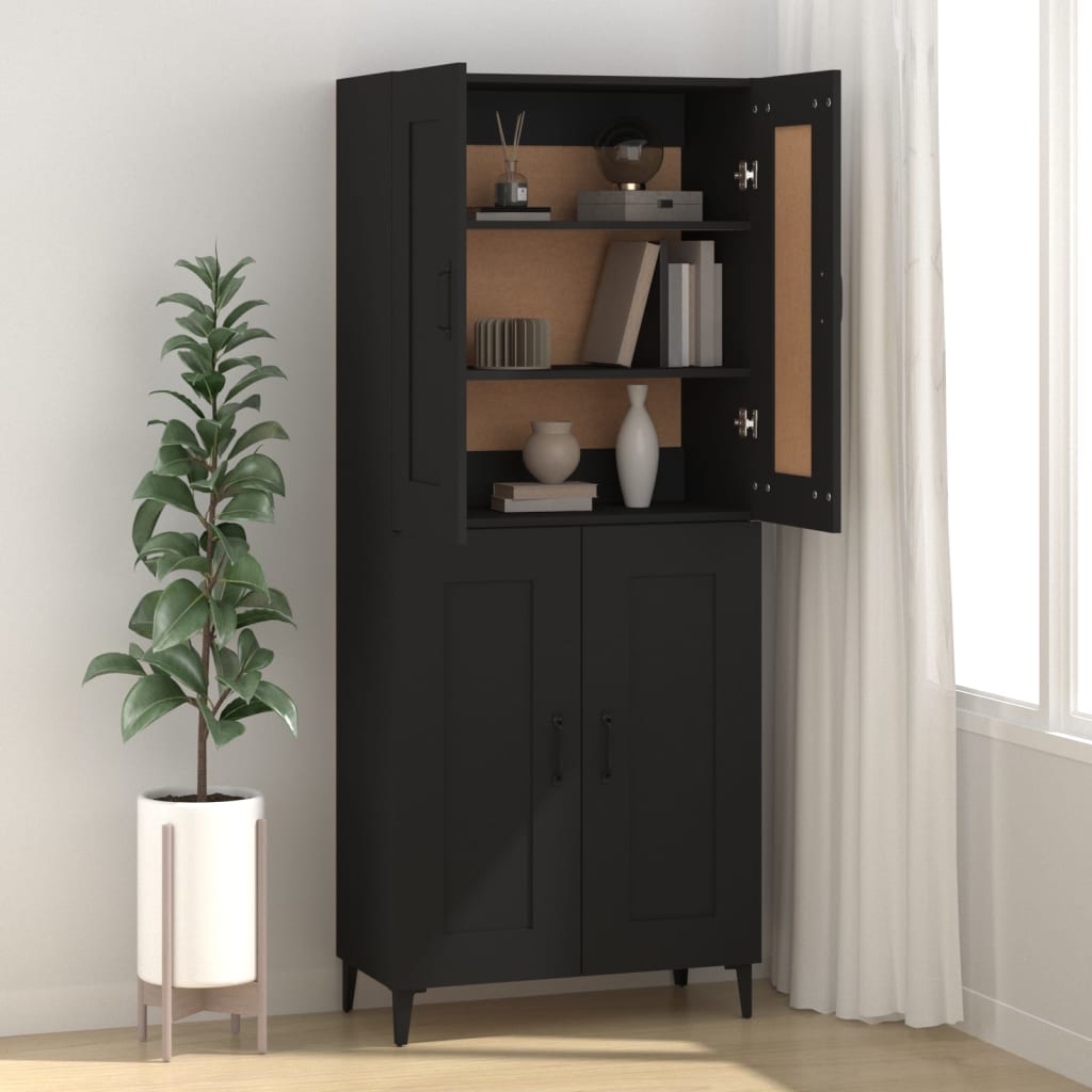 vidaXL Commode noire 69,5x34x90 cm en bois d'ingénierie