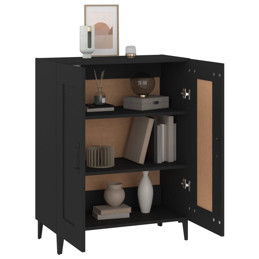 vidaXL Commode noire 69,5x34x90 cm en bois d'ingénierie