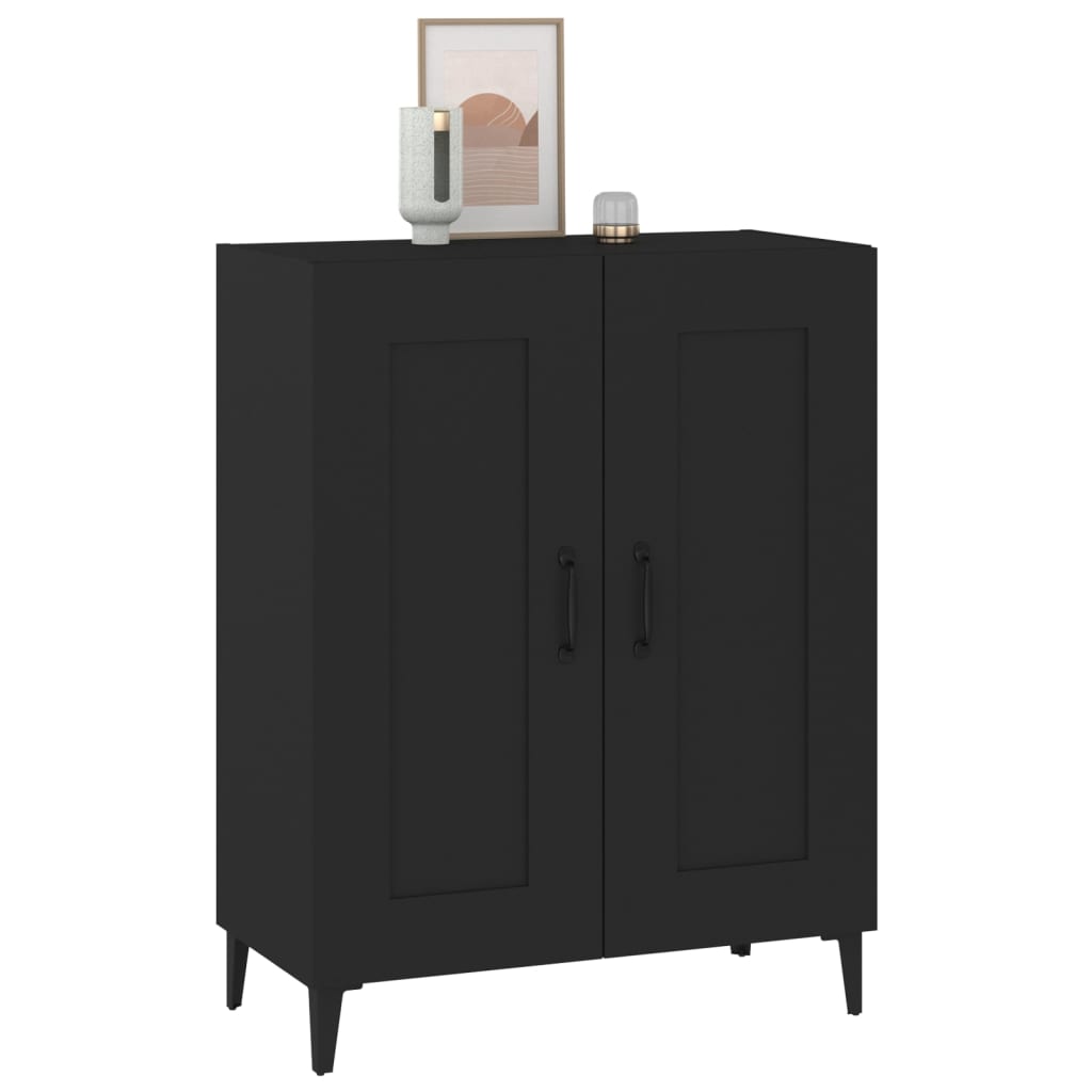 vidaXL Commode noire 69,5x34x90 cm en bois d'ingénierie
