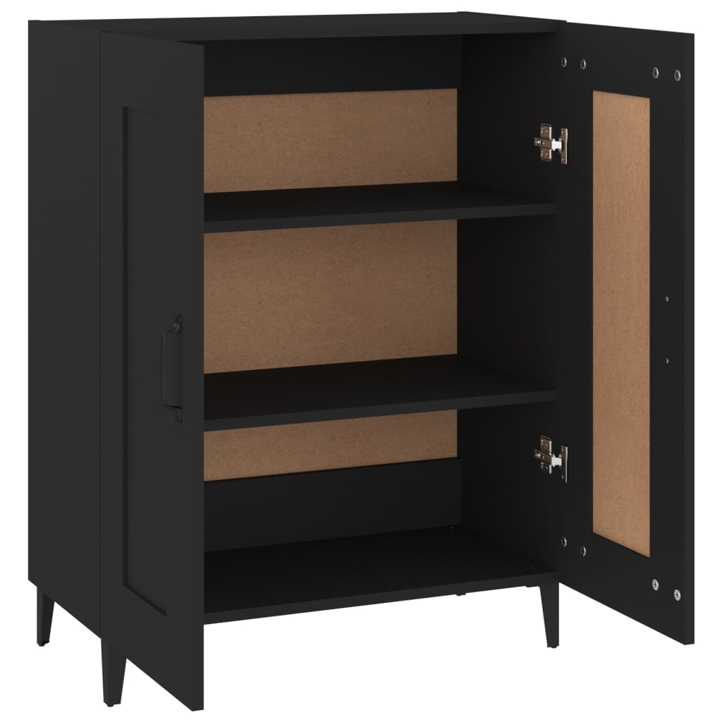 vidaXL Commode noire 69,5x34x90 cm en bois d'ingénierie