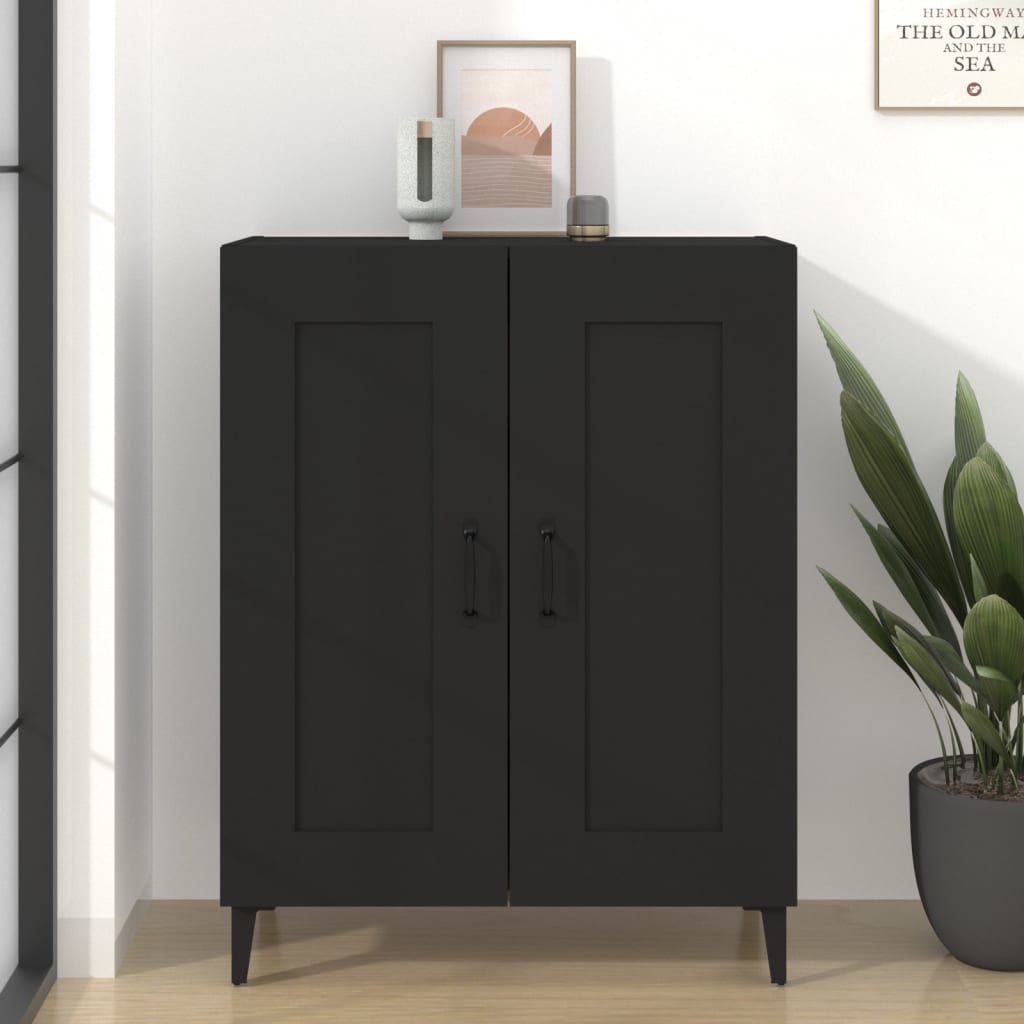 vidaXL Commode noire 69,5x34x90 cm en bois d'ingénierie