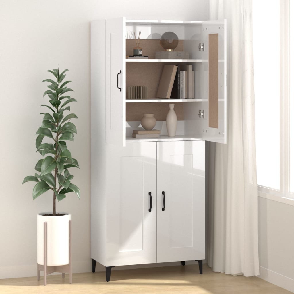 vidaXL Buffet blanc brillant 69,5x34x90 cm Bois d'ingénierie
