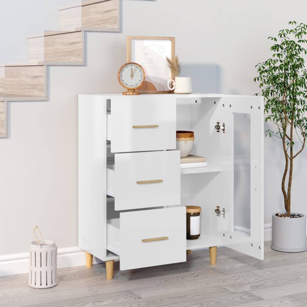 vidaXL Buffet blanc brillant 69,5x34x90 cm Bois d'ingénierie