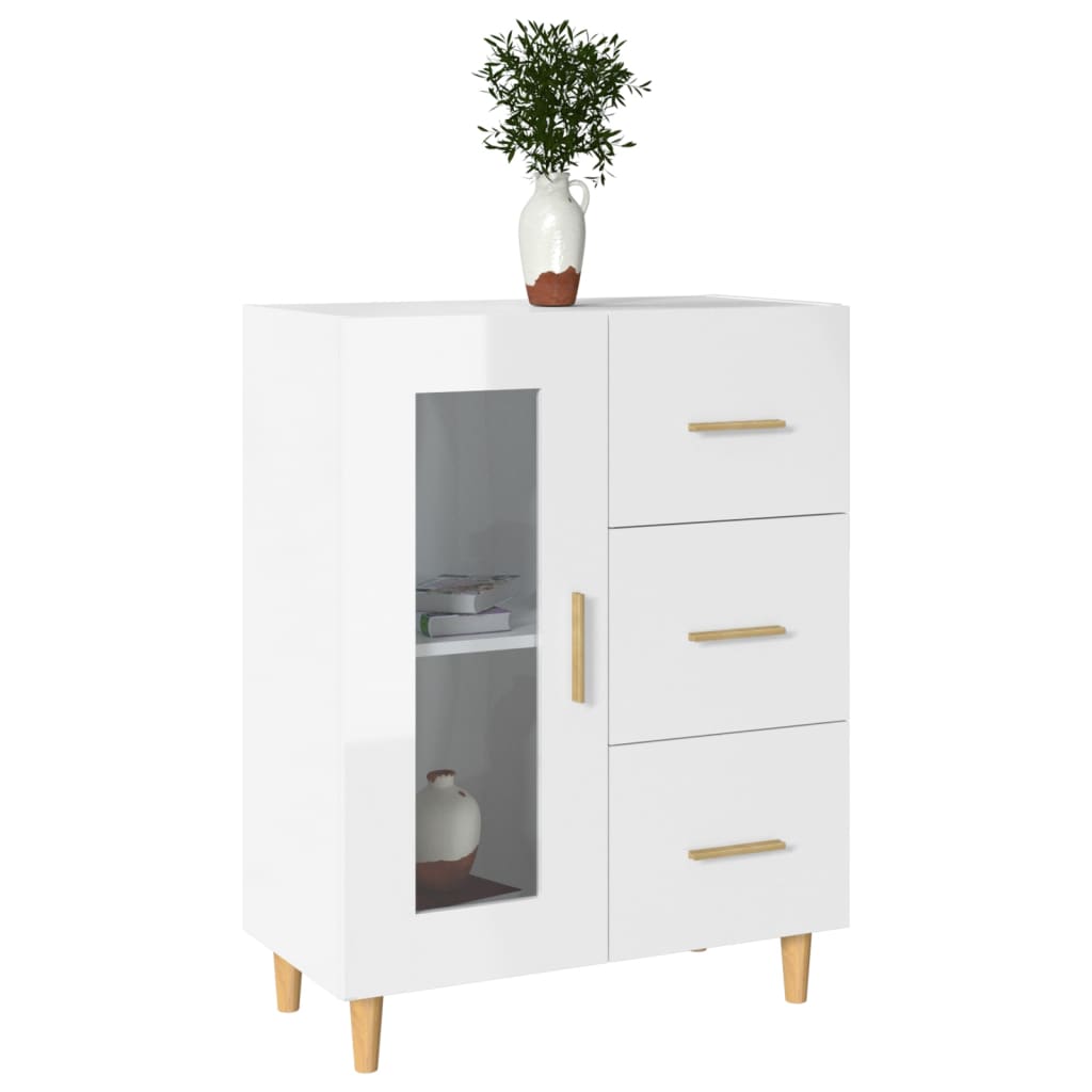 vidaXL Buffet blanc brillant 69,5x34x90 cm Bois d'ingénierie