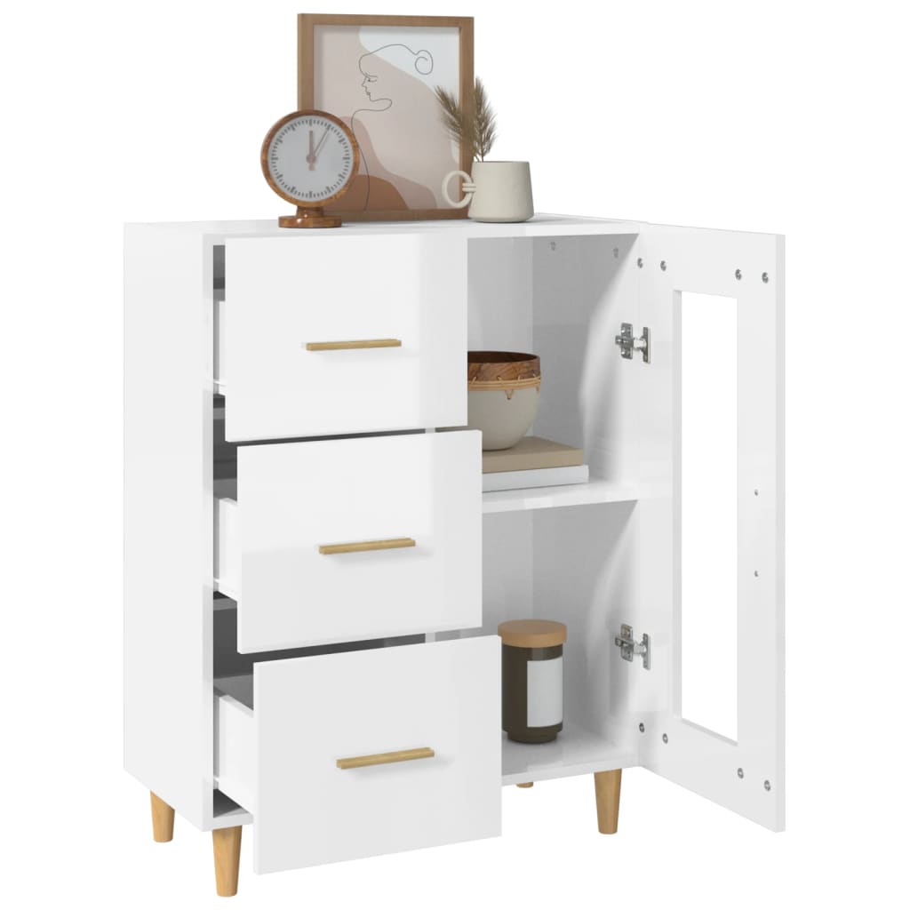 vidaXL Buffet blanc brillant 69,5x34x90 cm Bois d'ingénierie