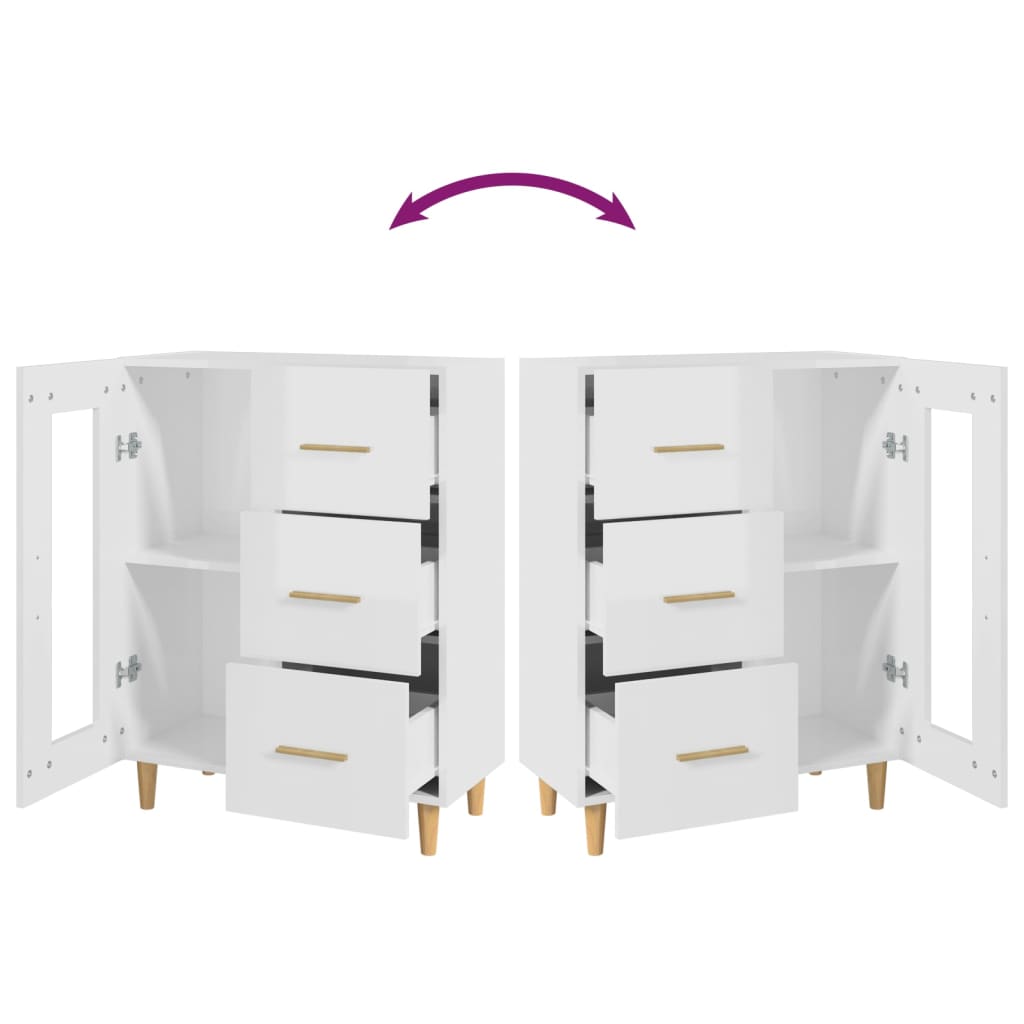 vidaXL Buffet blanc brillant 69,5x34x90 cm Bois d'ingénierie